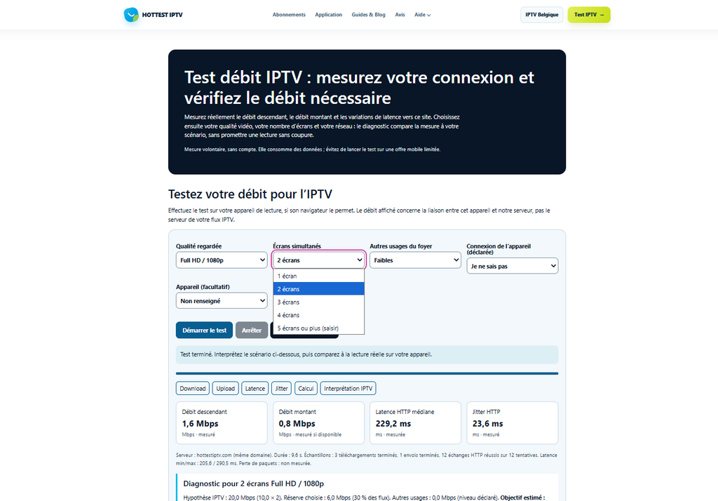test de debit iptv 